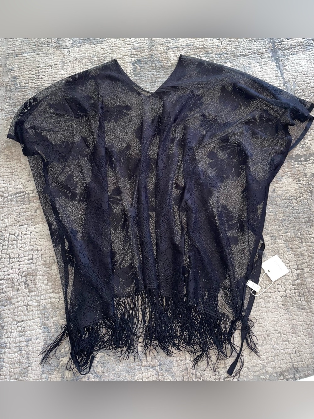 NWT sheer fringe poncho